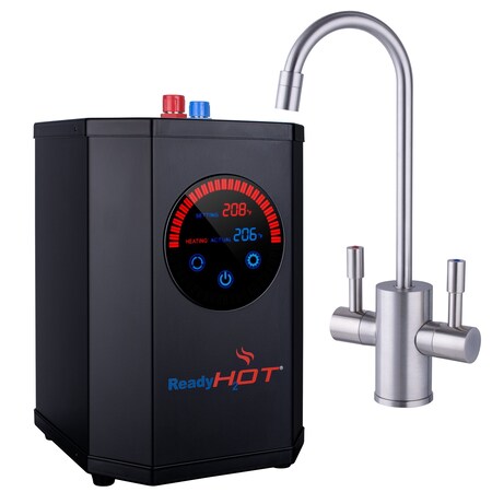 Ready Hot Instant Hot Water Dispenser with Digital Display and Dual Handle Brushed Nickel Faucet 41-RH-400-D-F560-BN